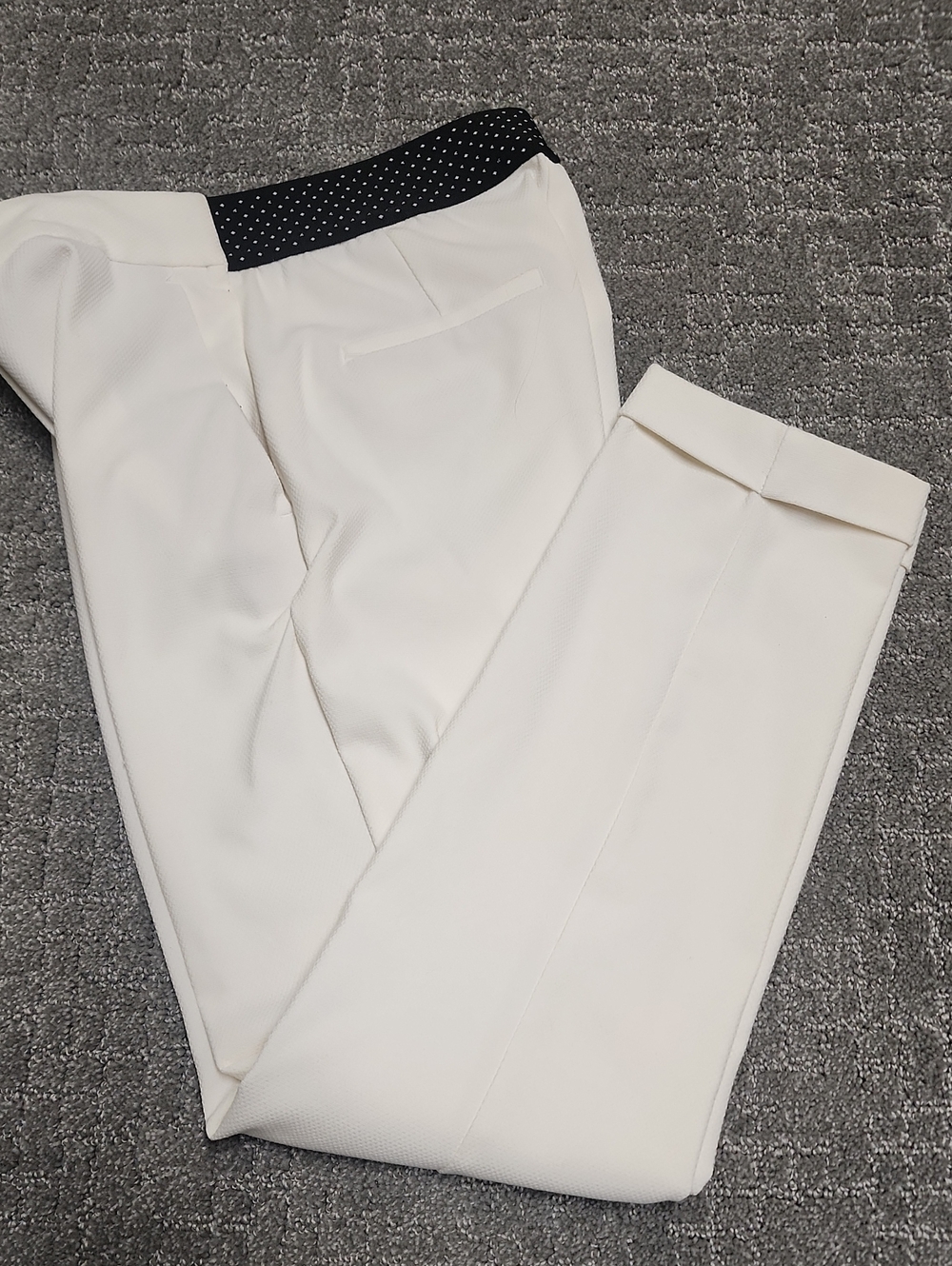 Zara Cream Tailored Trousers with Black Polka Dot Waistband